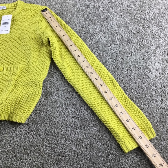 Splendid‎ Yellow Textured Knit Button Front Cropped Cardigan Sweater Size XS NWT - Picture 9 of 10